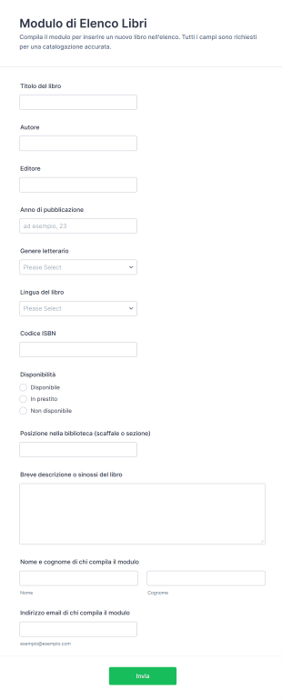 Modulo Di Elenco Libri