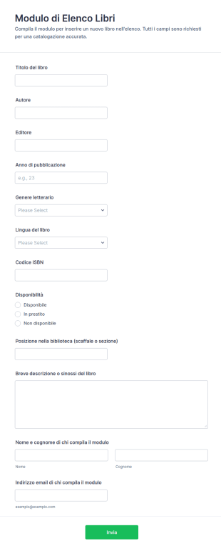 Modulo Di Elenco Libri