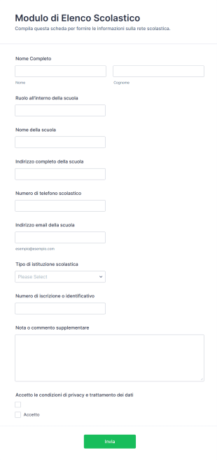 Modulo Di Elenco Scolastico