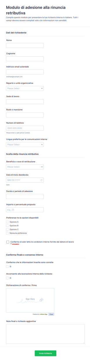Modulo Di Elezione Per Il Sacrificio Retributivo