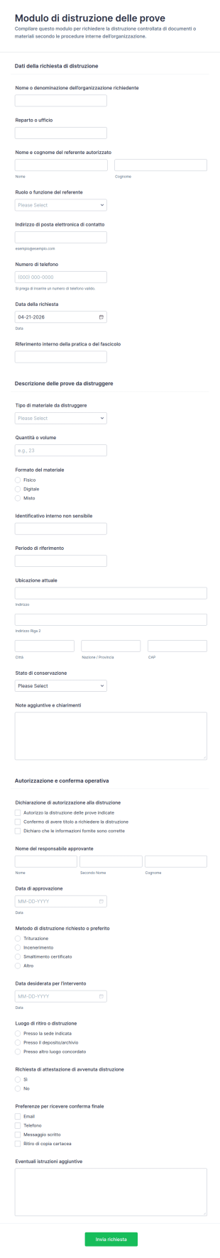Modulo Di Eliminazione Delle Prove 🗑️