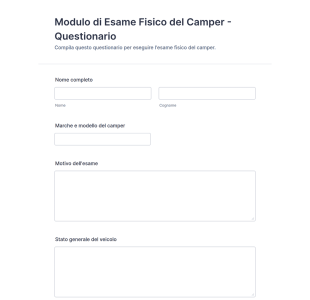 Modulo Di Esame Fisico Del Camper Questionario