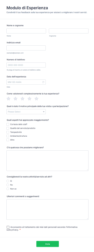 Modulo Di Esperienza