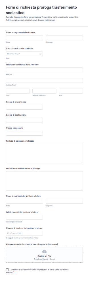 Modulo Di Estensione Del Trasferimento Scolastico