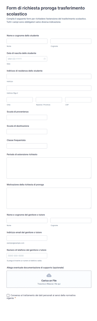 Modulo Di Estensione Del Trasferimento Scolastico