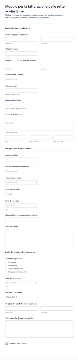 Modulo Di Fatturazione Delle Tasse Scolastiche