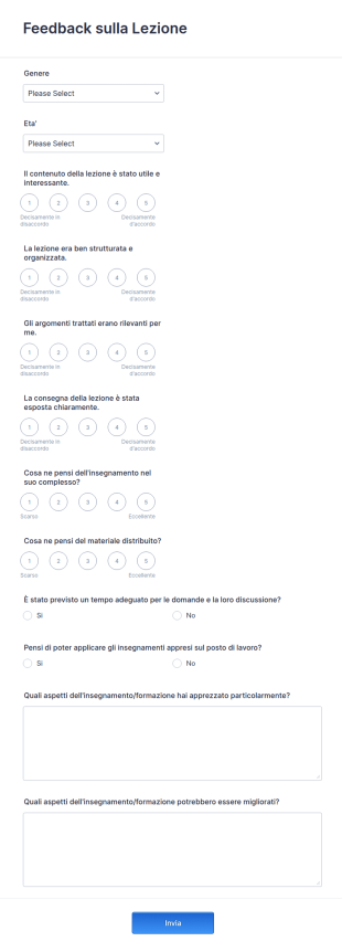 Modulo Di Feedback Insegnamento