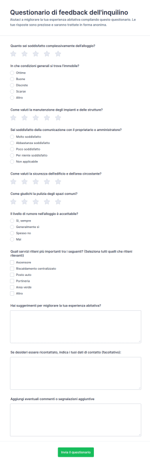 Modulo Di Feedback Per Inquilini