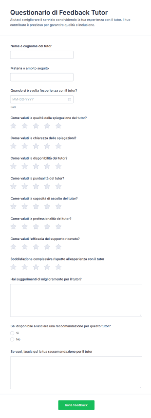 Modulo Di Feedback Per Tutor