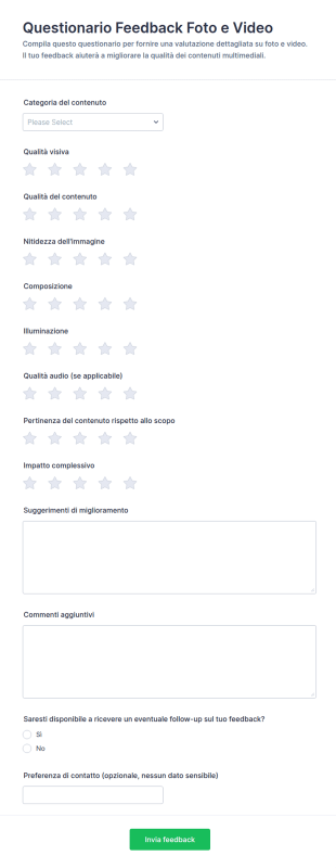 Modulo Di Feedback Su Foto E Video