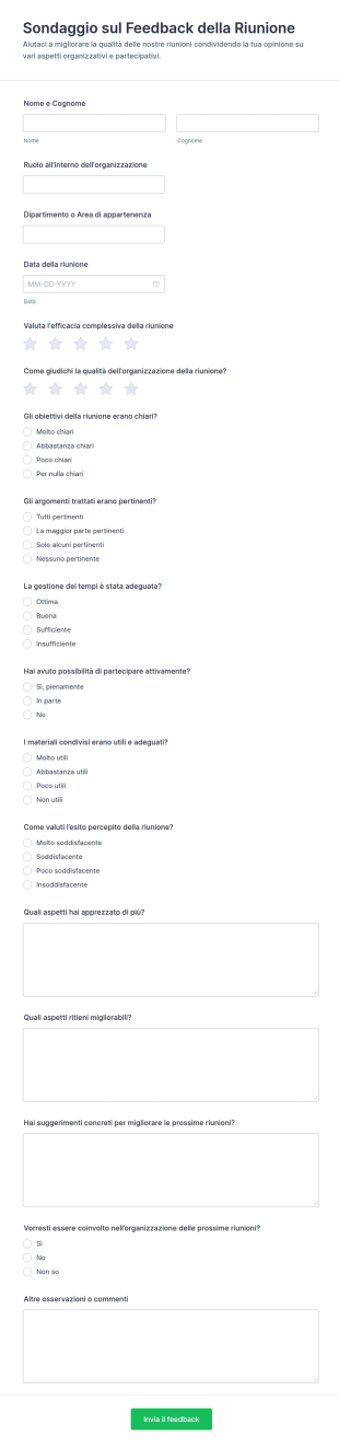 Modulo Di Feedback Sulla Riunione