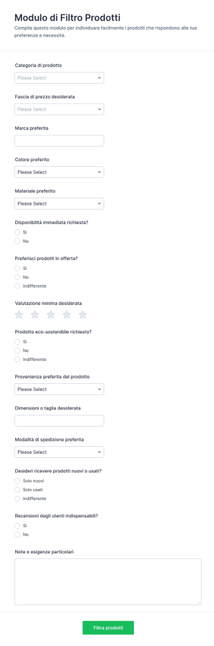 Modulo Di Filtro Prodotti