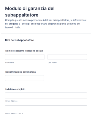 Modulo Di Garanzia Per Subappaltatori