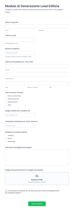 Modulo Di Generazione Lead Edilizia