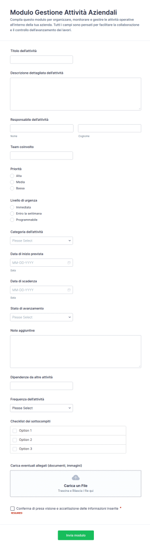 Modulo Di Gestione Attività
