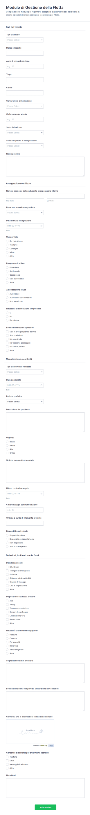 Modulo Di Gestione Della Flotta