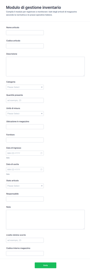 Modulo Di Gestione Inventario