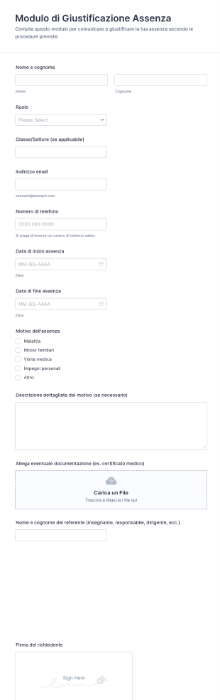 Modulo Di Giustificazione Assenza