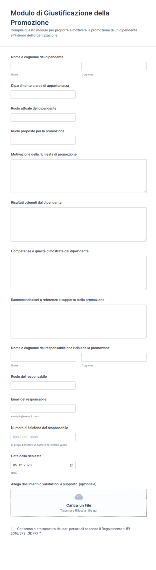 Modulo Di Giustificazione Della Promozione