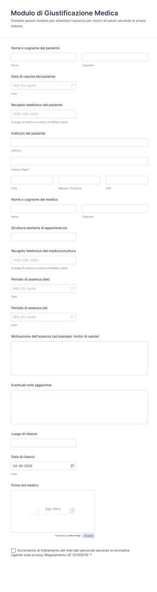 Modulo Di Giustificazione Medica