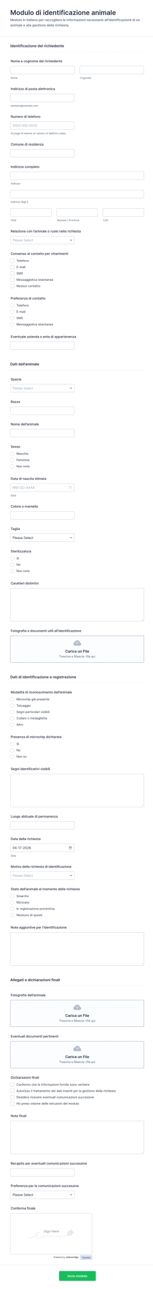 Modulo Di Identificazione Animale
