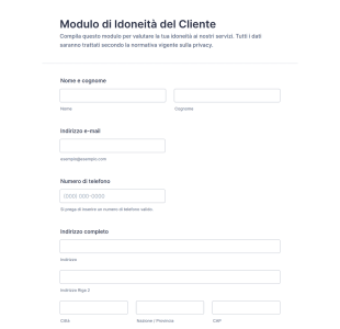 Modulo Di Idoneità Del Cliente