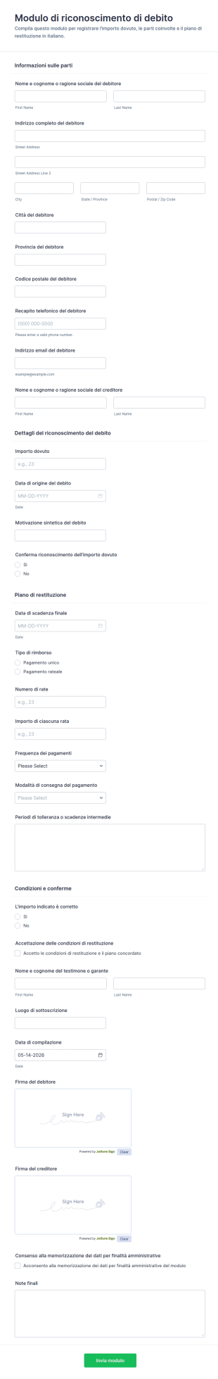 Modulo Di Impegno Di Pagamento