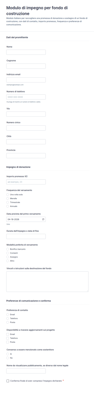 Modulo Di Impegno Per Il Fondo Edifici