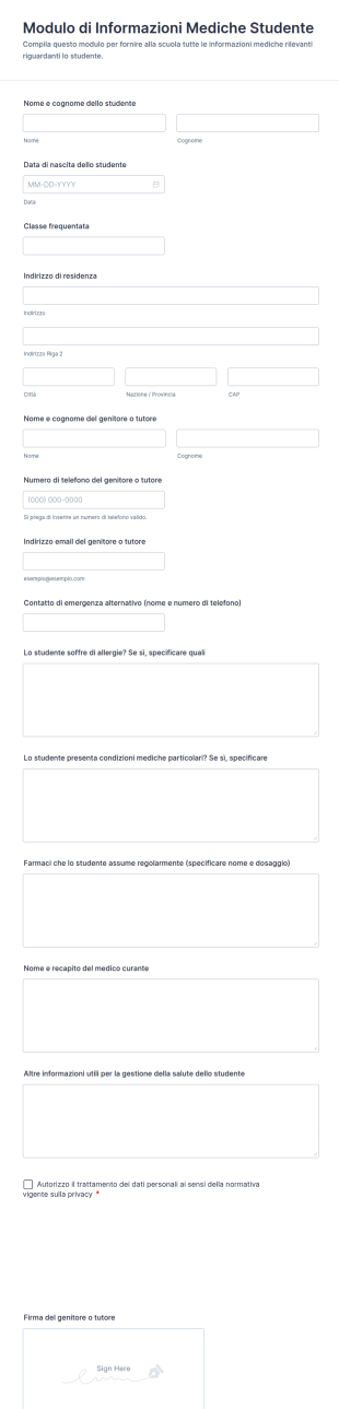 Modulo Di Informazioni Mediche Studente