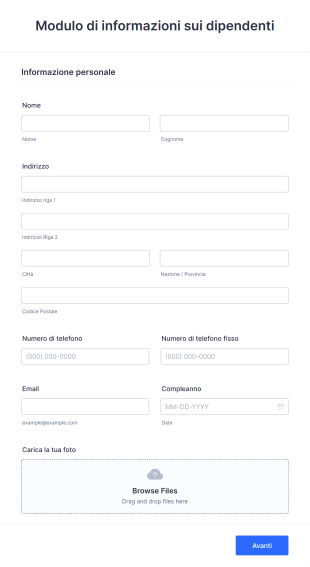 Modulo Di Informazioni Sui Dipendenti