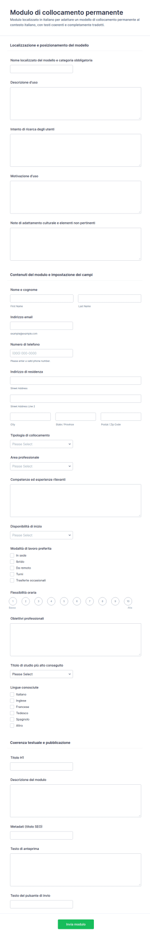 Modulo Di Inserimento Permanente