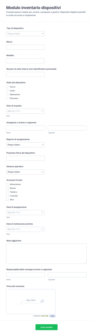 Modulo Di Inventario Dispositivi