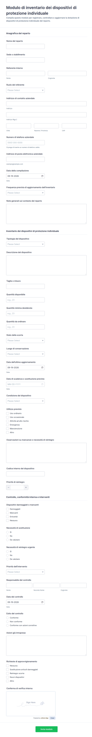 Modulo Di Inventario DPI