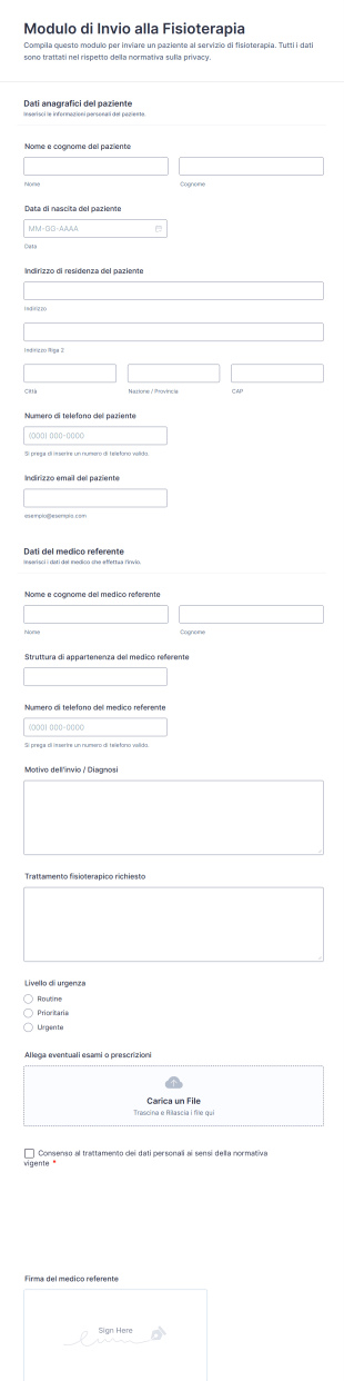 Modulo Di Invio Alla Fisioterapia