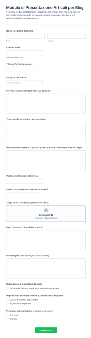 Modulo Di Invio Articolo