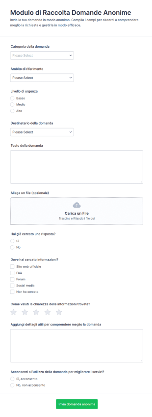 Modulo Di Invio Domande Anonime