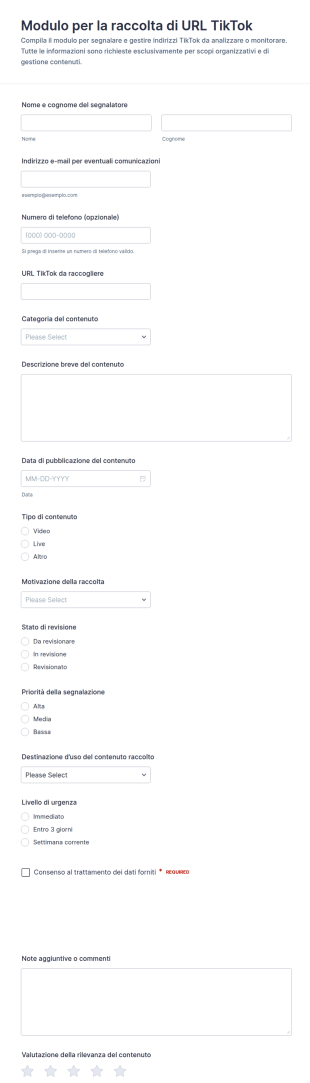 Modulo Di Invio Link TikTok