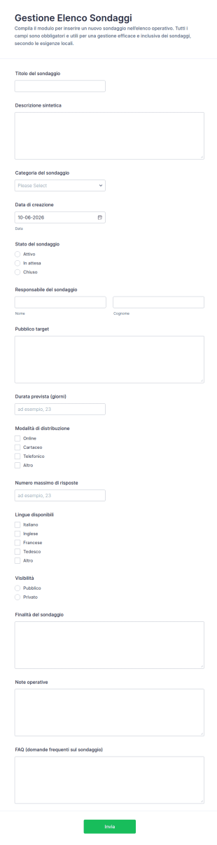 Modulo Di Invio Per Elenchi Di Sondaggi