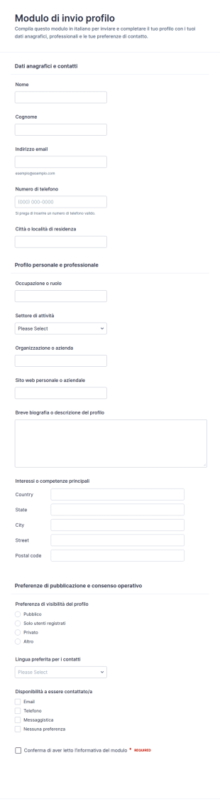Modulo Di Invio Profilo