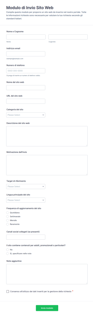 Modulo Di Invio Sito Web