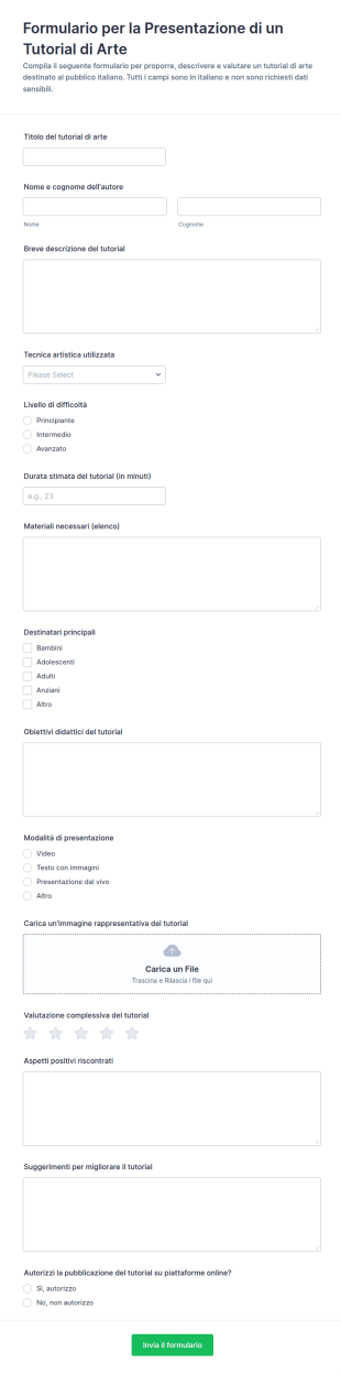 Modulo Di Invio Tutorial D’Arte