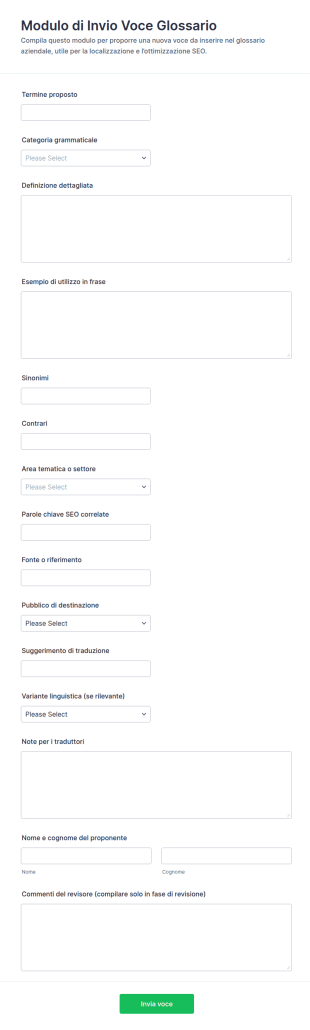 Modulo Di Invio Voce Di Glossario