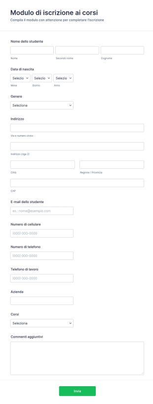 Modulo Di Iscrizione Ai Corsi