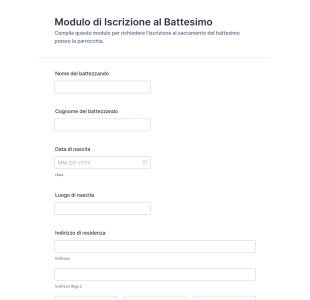 Modulo Di Iscrizione Al Battesimo