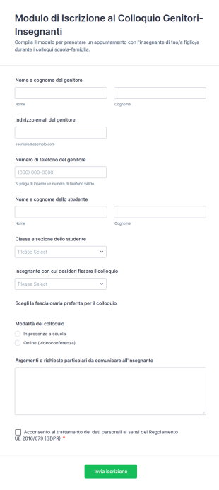 Modulo Di Iscrizione Al Colloquio Genitori Insegnanti