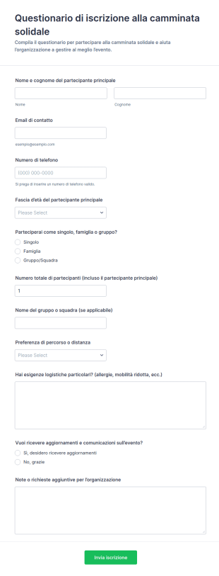 Modulo Di Iscrizione Alla Camminata Benefica