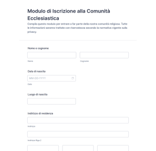 Modulo Di Iscrizione Alla Comunità Ecclesiastica
