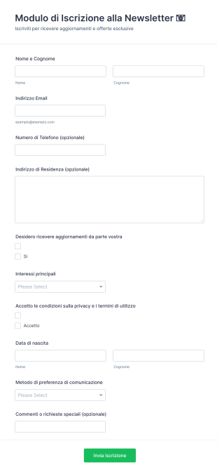 Modulo Di Iscrizione Alla Newsletter 📧