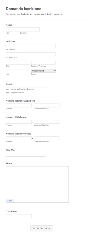 Modulo Di Iscrizione Form Template