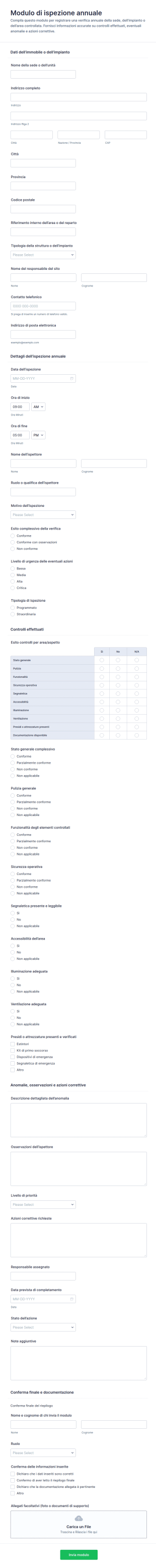 Modulo Di Ispezione Annuale